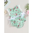 thumbnail image 3 of LMLYSoH Newborn Baby Girls Lace Flower Romper Round Neck Button Closure Jumpsuit Summer Clothes, 3 of 8