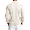 thumbnail image 4 of Mens Business Casual Golf Polo Top Solid Tone Waffle Knit Texture Chest Pocket Long Sleeve Shirt, 4 of 4