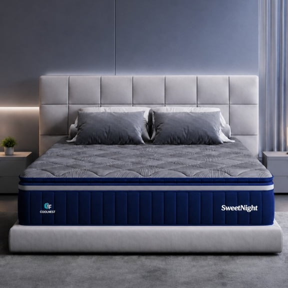 Sweetnight Coolnest 14 Inch Queen Size Hybrid Mattress, Cooling Gel Memory Foam Mattress with DuoSense Pillow Top, Medium Firm Pressure Relief Mattress, CertiPUR-US Certified Mattress in a Box
