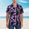 thumbnail image 2 of Sikiie Cartoon Black Cats Print Men's Hawaiian Shirt, Summer Beach Button Pocket Short Sleeve T-Shirt,XX-Large, 2 of 7