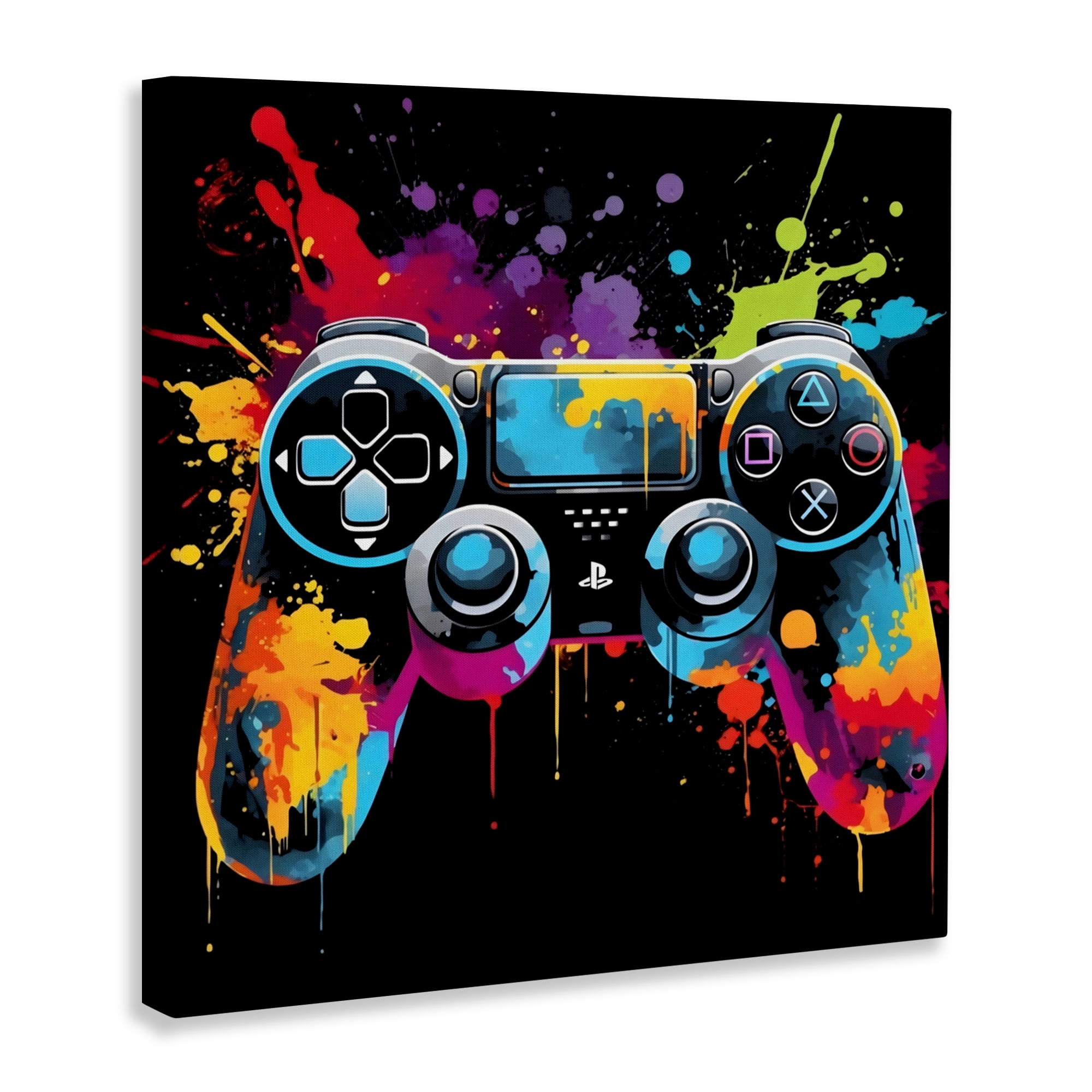 Stupell Industries Paint Splash Game Controller Canvas Wall Art, design by Creative Studio