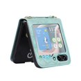 thumbnail image 4 of Feishell Fit for Samsung Galaxy Z Flip 6 Phone Case with Detachable Shoulder Strap,Stylish Embossed Pattern PU Leather Shockproof Anti-Fingerprint Anti-Scratch Slim Thin Crossbody Cover,Green, 4 of 5