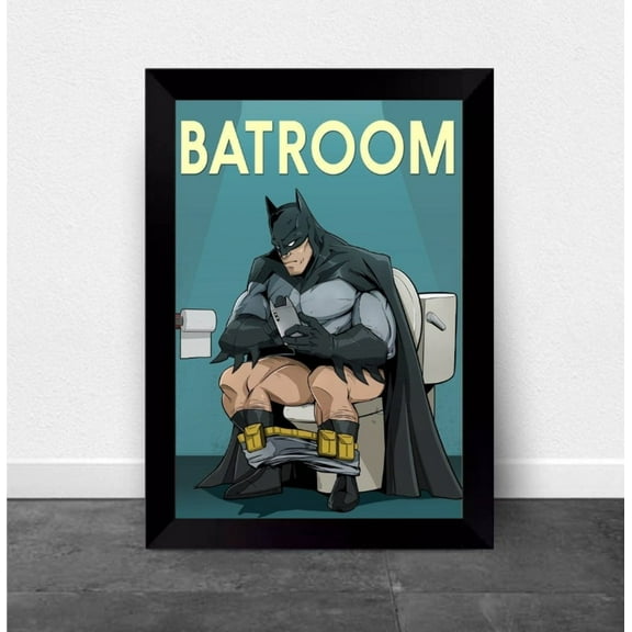 Batroom – Poster - Poster Print - Wooden Hanging Scroll Frame 11 x 17 Inch Poster