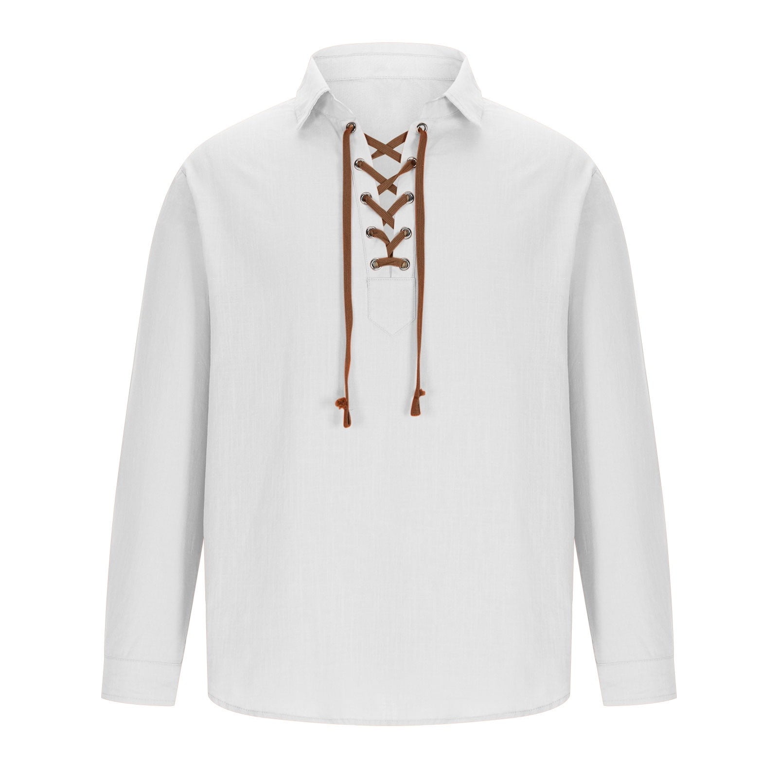WREESH Men's Casual Fashion Solid V-Neck Long Sleeve Shirt