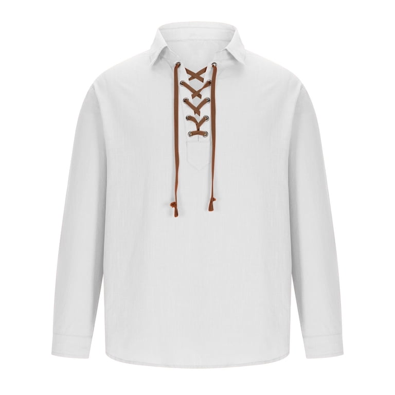 YLSDY Men's Medieval Renaissance Pirate Shirt Vintage Linen Tunic