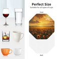 thumbnail image 6 of Zufioo Sunflower Sunset Rainfall Print Leather Coaster Set, Decorative PVC Coasters 4-pack - Scald and Stain-resistant, Suitable for Home, Cafes, Restaurants-Octagon, 6 of 6
