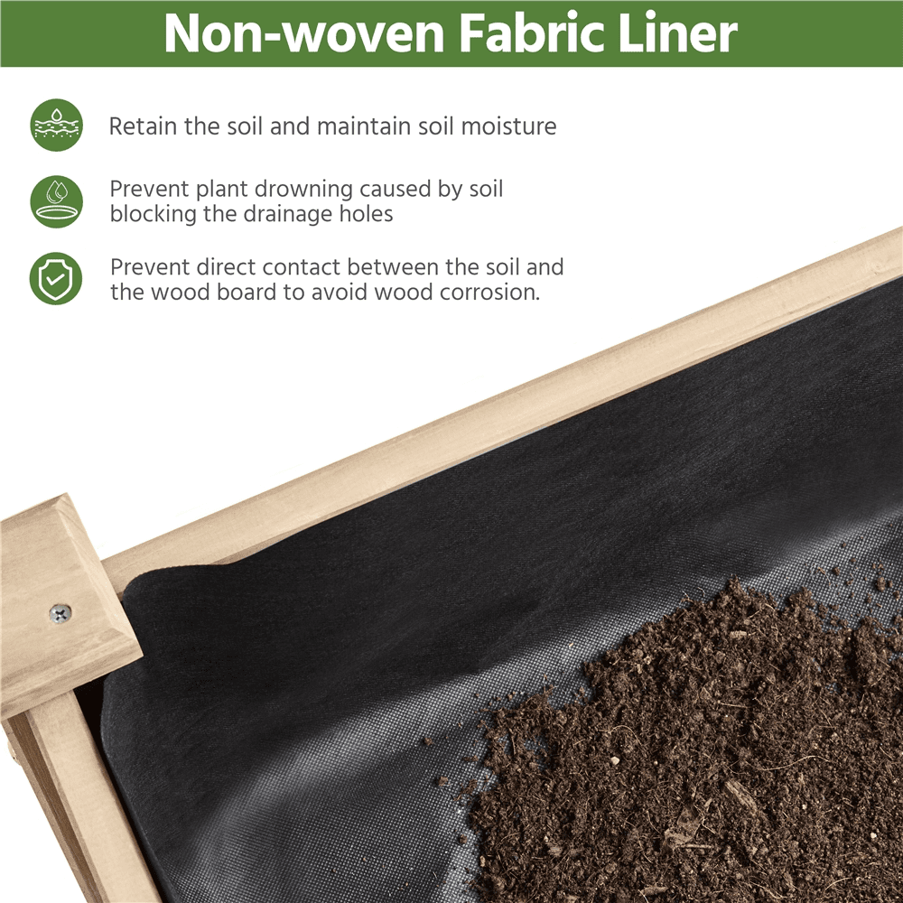 Alden Design Wooden Outdoor Rectangular Raised Bed Planter Box, 47.51″ L × 23.51″ W × 30.05″ H