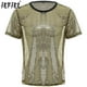 thumbnail image 2 of Camiseta Vintage de malla con lentejuelas brillantes para hombre, camiseta Hippie de Fiesta Disco de los años 70, blusa de manga corta transparente, ropa clásica transparente para discoteca, 2 of 5