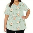 thumbnail image 3 of OIOLOYJM Easter Scrub Tops Women 2026 Funny Stretch Bunny Eggs Graphic Tops Short Sleeve V Neck Shirt Casual Oversized Working Uniform with 2 Pockets Light Green M, 3 of 5