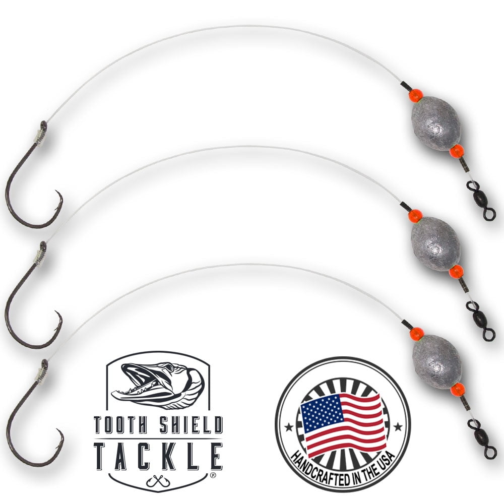 Tooth Shield Tackle 3 Pieces Steel Circle Hook, Size 8/0