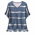 thumbnail image 2 of Elvqul Crew Neck Womens Tops Blue Soft Blouses Summer Striped Pullover Short Sleeve Tees Tops, 2 of 5