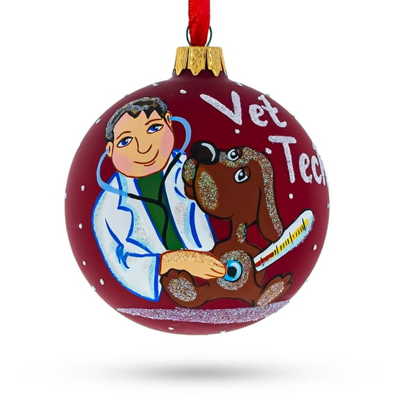 Veterinarian Technician Glass Ball Christmas Ornament 3.25 Inches