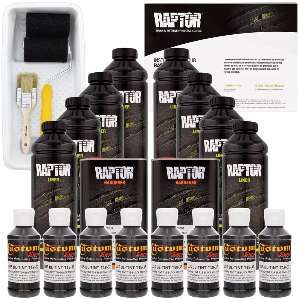 Raptor Black Metallic Urethane SprayOn Truck Bed Liner Roller Kit, 8