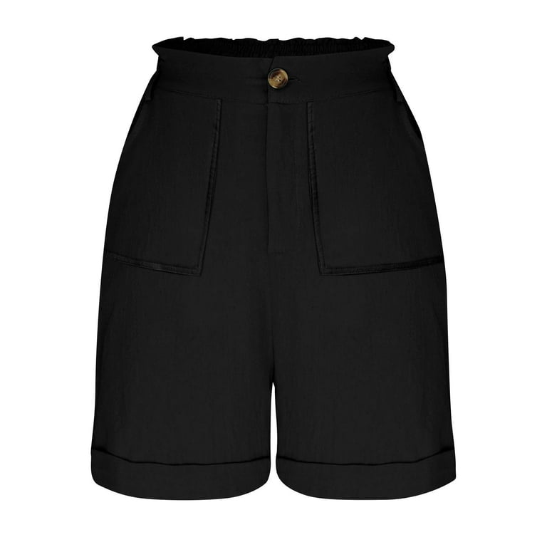 high waisted shorts dress up Black High Waisted Textured Shorts Summer Mini – FINESSE main image 0