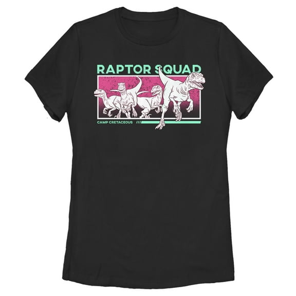Women's Jurassic World: Camp Cretaceous Raptor Squad Frame  Graphic Tee Black Medium