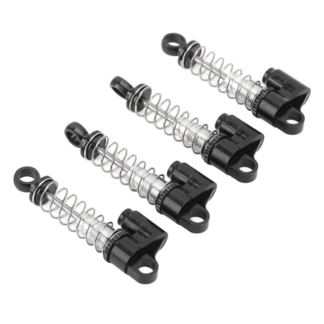 Front Rear Shock Absorbers, Wear Resistant Front Rear Shock Damper High Elasticity Spring Reduce Vibration Aluminum Alloy For 1/16 RC Car Black