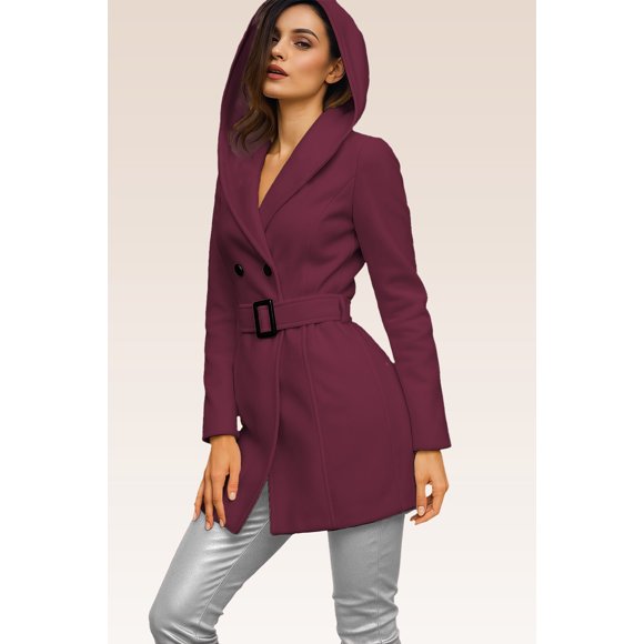 Abrigo Elegante con capucha Vino Grande