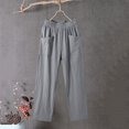 thumbnail image 5 of Tqcoqu Womens Linen Palazzo Pants Summer Wide Leg High Waisted Drawstring Casual High Waist Lounge Pant with Pockets,Gray,Women's S-XXL, 5 of 7