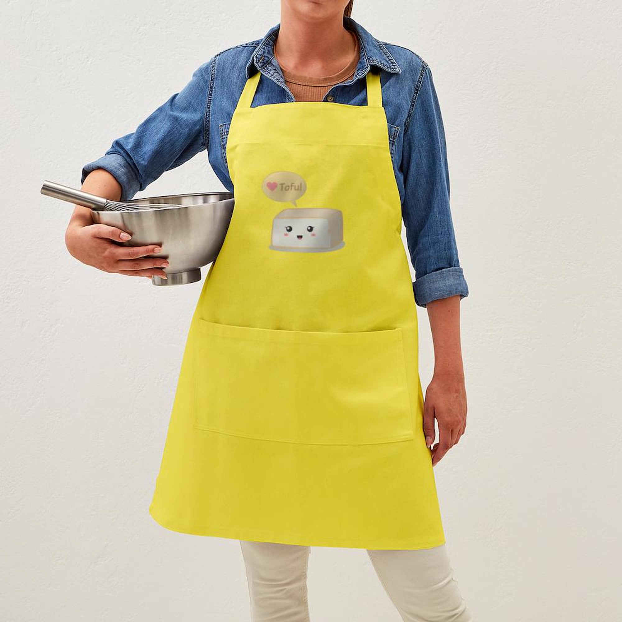 CafePress - Kawaii Tofu Asking People To Love Tofu - Kitchen Apron with Pockets, Grilling Apron, Baking Apron