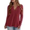 thumbnail image 2 of Camisa PRETTYGARDEN 2025 Otoño Manga Larga Cuello en V Rojo Vino 2XL, 2 of 5