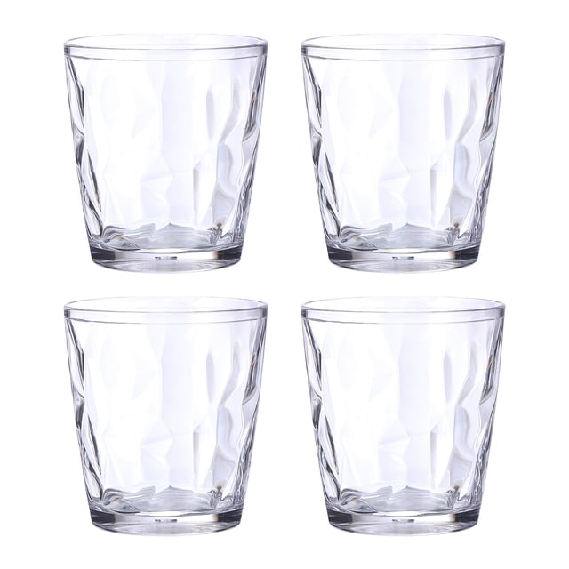Vasos de acrílico de 10oz Uxcell, 4Pack, vasos reutilizables de plástico para el hogar y al aire libre, transparentes