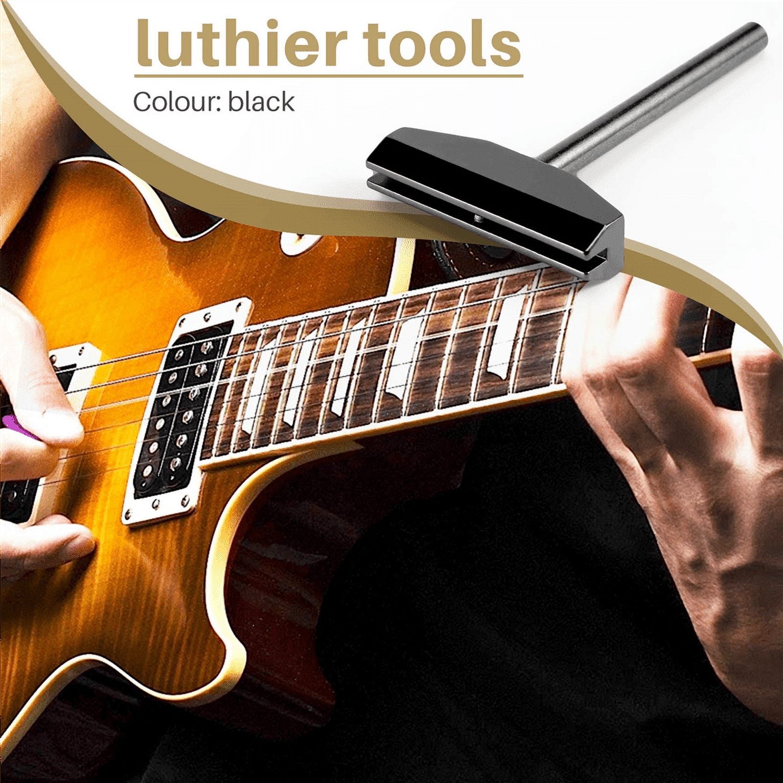 Luthier Tools Set Guitar Fret Caul Fingerboard Pressing Tool + 9Pcs Brass Radian Fret Inserts with Hex Wrench