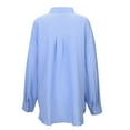 thumbnail image 5 of DuoJiaJ Womens Linen Button Down Shirts Casual Long Sleeve Loose Textured Collared Blouses Work Tops Blue M, 5 of 5