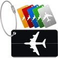 thumbnail image 1 of Plata - 6 piezas Etiquetas para equipaje Etiquetas para equipaje de avión Etiquetas para equipaje de aluminio con cuerda de acero inoxidable y etiquetas para equipaje de tarjeta de PVC impermeables (6, 1 of 5