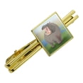 thumbnail image 1 of Hippopotamus Goes Roar Square Tie Bar Clip Clasp Tack- Silver or Gold, 1 of 4