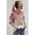 thumbnail image 4 of Pulls Décontractés Manches Longues Col Rond Couleur Patchwork Pull en Tricot Tops, 4 of 7