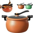 thumbnail image 1 of Multifunctional Large Capacity Non-stick Pressure Cooker, 8QT/5L Fast-Heating Micro Pressure Pot with Visual Glass Lid, Safety Valve & Lock Handle for Soups, Stews & All Stovetops (Orange-1PC), 1 of 7