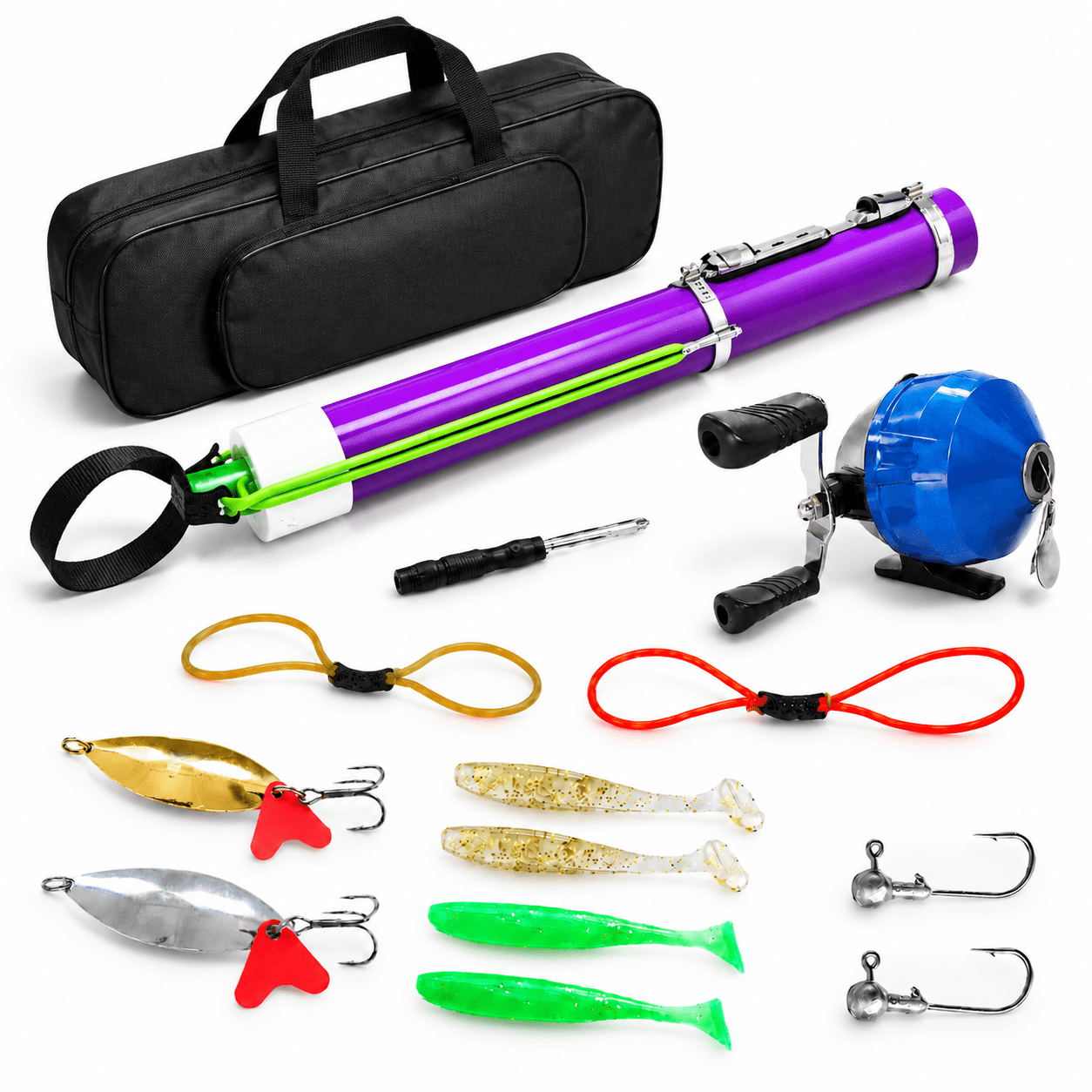 A-Purple Heavy-Duty Portable Fishing Rod Catapult for Freshwater Saltwater Anglers