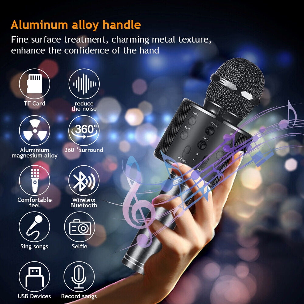 Karaoke Microphone for Kids Singing Wireless Bluetooth Player Mic