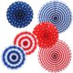 thumbnail image 1 of KAKOWELY 6 abanicos de papel de seda con flores para decoración de cumpleaños, bodas (azul y rojo), 1 of 5