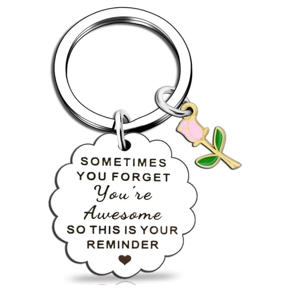 Stylish Friendship Keychain with Intricate Floral Stainless Steel Engraved Flower Women Keyring Anniversary Present