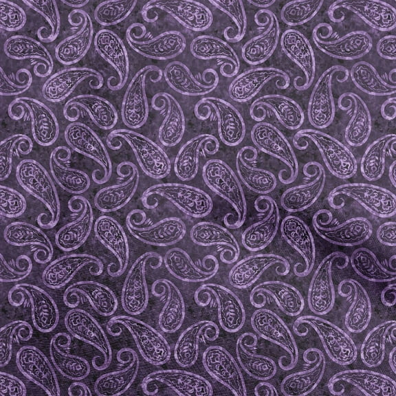 oneOone Cotton Poplin Violet Fabric Paisleys Sewing Fabric By The Yard Printed Diy Clothing Sewing Supplies 42 Inch Wide