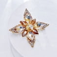 thumbnail image 6 of Marquise Cut Crystal Cluster Brooch, Gold Tone with Topaz Rhinestones, Cross Star Shape, 6 of 8
