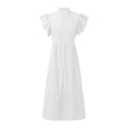 thumbnail image 4 of Huowey Women Summer Dresses A-Line Ruffled Sleeveless V-Neck Fashion Solid Tiered Casual Loose Fit Relaxed Lightweight Long Dress Breathable Party Beach Dailywear,White,XL, 4 of 5