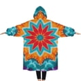 thumbnail image 2 of Oversized Wearable Blanket Hoodie,Colorful Tie Dye Starflower Pattern Sherpa Blanket Hoodie with Super Pockets,Super Warm Fuzzy Pullover for Women & Men, 2 of 6