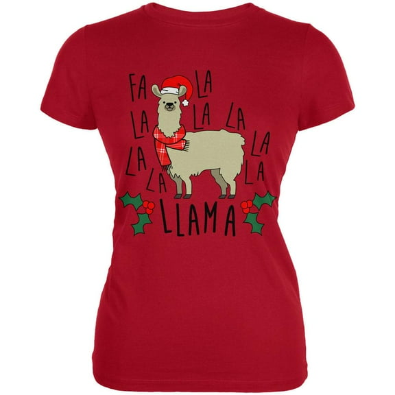 Christmas Fa La Llama Juniors Soft T Shirt Red LG