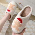 thumbnail image 4 of Pantuflas con cara sonriente para mujer y hombre, pantuflas de casa estilo retro, cómodas, cálidas y esponjosas, para invierno, interiores y exteriores, para Navidad (44-45), 4 of 4