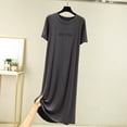 thumbnail image 2 of SBYOJLPB Womens Round Neck Dress Nightgown Solid Color Long Sleepshirts Relaxed Fit Comfortable Everyday Casual Home Wear, 2 of 5