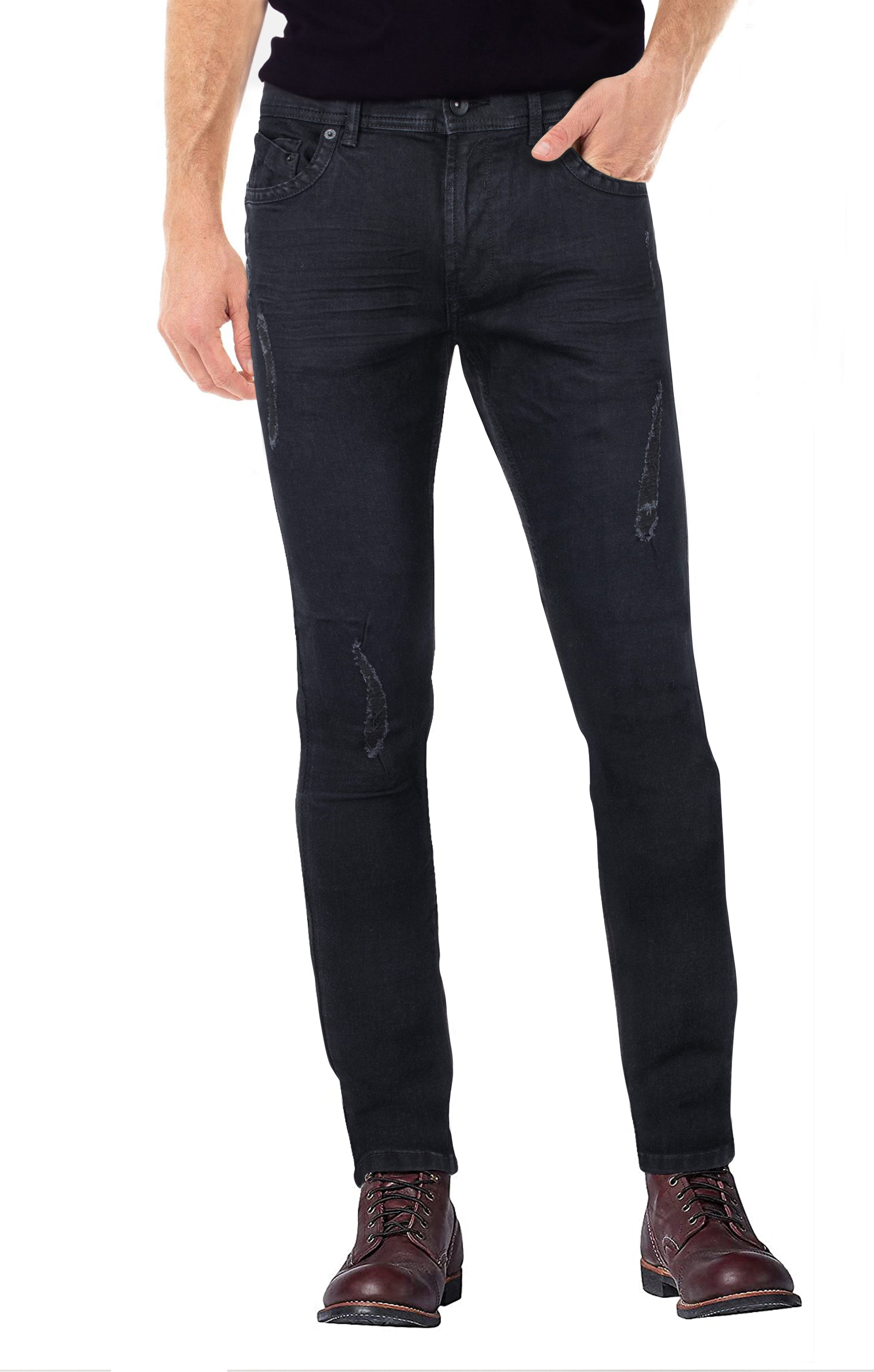 Distressed Washed Denim Jean Pants 