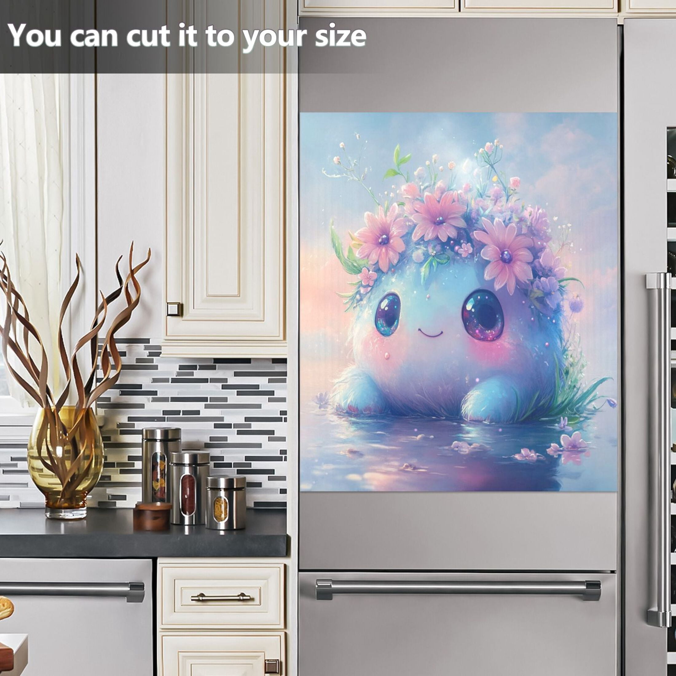 Dishwasher Magnetic Sticker 23x26 Inch Refrigerator Magnetic Sticker Washing Machine Magnetic Sticker Kitchen Panel Magnetic Sticker Home Decor Little Blue Monster