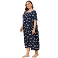 thumbnail image 2 of Plus Size Women's Mid Sleeve Nightgown Long Sleepshirts Sleep Dress Full Length Sleepwear XL-4XL, 2 of 6