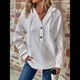 thumbnail image 5 of Sudadera Informal de Punto Gofre para Mujer 2025, Suéter de Cuello en V con Botones Extragrandes y Capucha con Cordón. XL, 5 of 7
