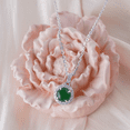 thumbnail image 4 of Round Green Jade Pendant Necklace for Women, Alloy with Rhinestone Halo Elegant Jewelry Gift, 4 of 6