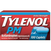 TYLENOL PM Extra Strength Pain Reliever/Nighttime Sleep Aid Caplets 100 ea (Pack of 2)