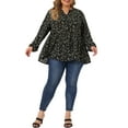 thumbnail image 2 of Agnes Orinda Women's Plus Size Floral V Neck Half Placket Casual Chiffon Blouse, 2 of 6