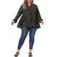 thumbnail image 2 of Blusa de gasa casual de media placket con cuello en V floral para mujer de tallas grandes Agnes Orinda negra 4X, 2 of 7